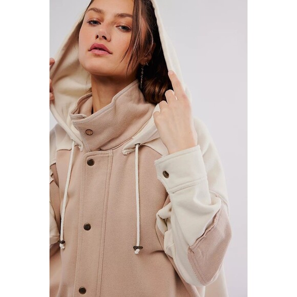 Free People Cardigan Radio Hoodie Top Jacket Zip-Up Oversized M NWD 282898 - Picture 1 of 13